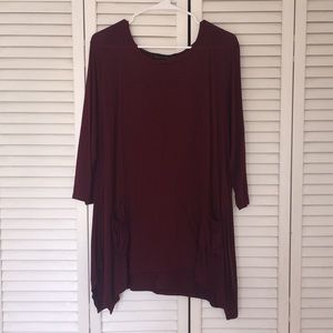 Flowy maroon long sleeve t-shirt dress
